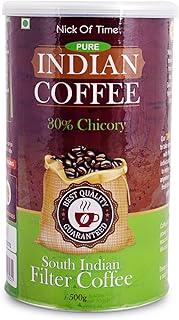 Nick of Time Traditional South Indian Chicory Filter Coffee Powder (70:30 Coffee Chicory Ratio) 100% Arabica AA Grade Dark Roast | Balanced Flavor & Aroma (500g|17.63 oz)