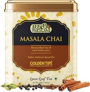 Golden Tips Masala Chai, Classic Indian Spiced Tea with Natural Black Tea, Ginger, Cardamom, Cloves & Cinnamon, Rich, Bold & Aromatic (200 Gram, 100 cups)