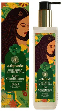 Ashpveda Gotu Kola & Green Tea Conditioner | Natural Ingredient for Dandruff & Frizz Control pump bottle of 200 ml conditioner
