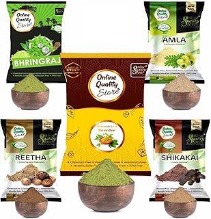 Online Quality Store Reetha (180g) + Amla (180g) + Shikakai (180g) + Bhringraj (180g) + Mehandi (180g) Powder for Hairs, 900g