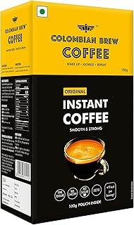 COLOMBIAN BREW COFFEE Pure Instant Coffee Powder, Strong 100gram, Box