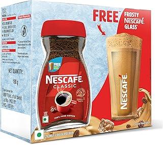 Nescafe Classic Instant Coffee Powder | Indulge In A Delicious NESCAFE Cold Coffee At Home | Jar with Free Frosty Cafe Glass Inside | 190 G/180 G Jar (Weight May Vary)