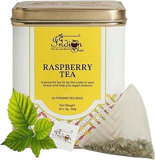 The Indian Chai - Raspberry Tea 30 Pyramid Tea Bags, Superherb for Women, Packed with Nutrients, For Menstrual Cramps and Pain, Aids Weight Loss, Healthy, Delicious and Caffeine Free