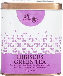 The Indian Chai - Hibiscus Green Tea 100 grams, Rich In Vitamin C & Anti-Oxidants, Helps In Digestion, Support Liver Health & Boost Collagen for Glowing Healthy Skin, Diabetic Friendly
