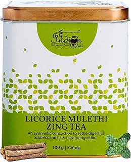 The Indian Chai - Licorice Mulethi Zing Ayurvedic Tea 100g with Spearmint for Immunity, Sore Throat and Stress