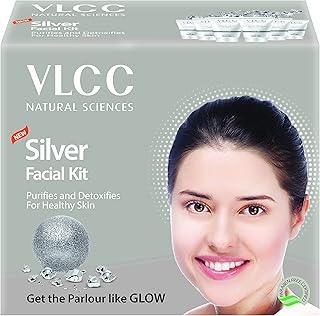 VLCC Silver Facial Kit - 60 g | Skin Purifying and Detoxing Facial. Excess Oil control. Helps balance pH & bright complexion. Silver Powder, Winter Cherry, Licorice Extract, Orange & Lemon Extract.