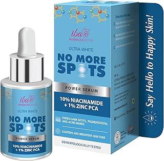 Iba Ultra White No More Spots 10% Niacinamide Power Serum | Vitamin B3 & Zinc PCA | For Dark Spots Blemishes & Pigmentation | For Bright Spotless Skin | Halal Certified & Vegan - 30 ml
