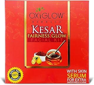 Oxyglow Herbal Kesar Fairness Glow Facial Kit Rich glow skin Suitable for all face skin types with 6-step skin brightening formula White | 165g | Pack of 1
