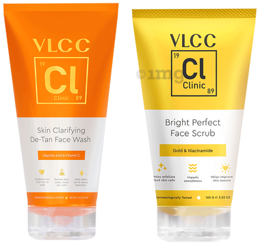VLCC Clinic Skin Clarifying De-Tan Face Wash (150ml) & Bright Perfect Face Scrub (100gm) combo pack of 2 tubes by VLCC – Shop authentic VLCC products. Free S/H Singapore, Dubai, Japan. Trusted since 2013, 50K+ orders worl