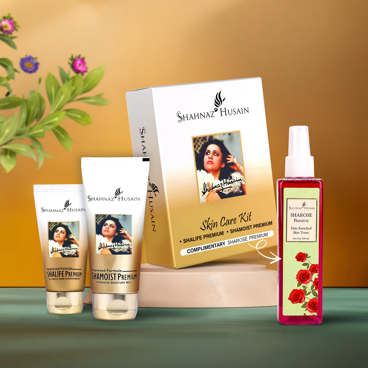 Shahnaz Husain Skincare Kit Premium (Shalife Premium 60gm + Shamoist Premium 100gm) - Free Sharose Premium 100ml Worth Rs. 385