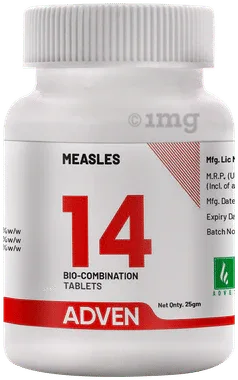 Adven Measles 14 Biocombination Tablet bottle of 25 gm biocombination tablet