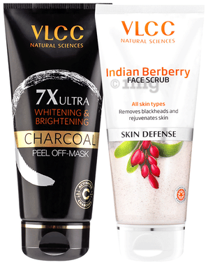 Combo Pack of VLCC Charcoal Peel Off Mask 7X Ultra Whitening & Brightening (100gm) & Indian Berberry Face Scrub (80gm) combo pack of 2 units by VLCC – Shop authentic VLCC products. Free S/H Singapore, Dubai, Japan. Trusted since 2013, 50K+ orders worl