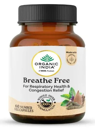 Organic India Breathe Free 60 Veg Capsules – Respiratory & Cough Support