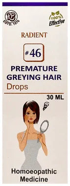 Radient #46 Premature Greying Hair Drops bottle of 30 ml oral drops