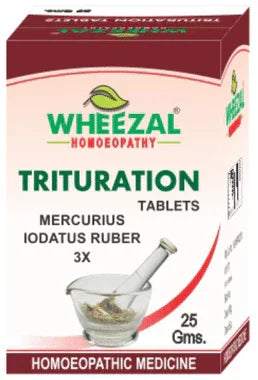 Wheezal Mercurius Iodatus Ruber Trituration Tablet 3X bottle of 25 gm trituration tablet