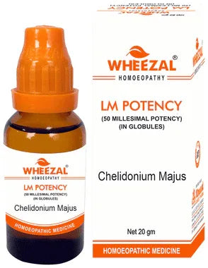 Wheezal Chelidonium Majus Globules 0/30 LM bottle of 20 gm globules