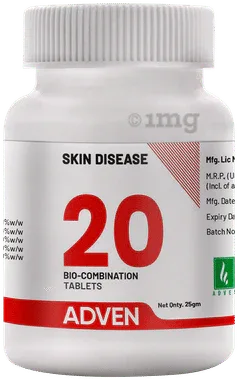 Adven Skin Disease 20 Biocombination Tablet bottle of 25 gm biocombination tablet