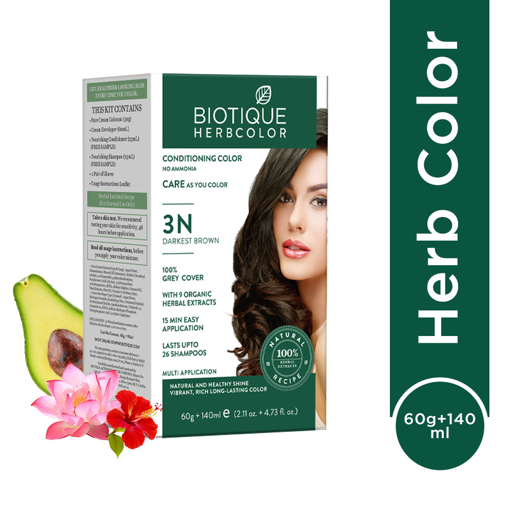 Biotique Herbcolor 3N Darkest Brown 60gm + 140ml
