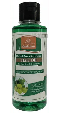Khadi Pure Herbal Amla & Brahmi Hair Oil Plain bottle of 210 ml oil