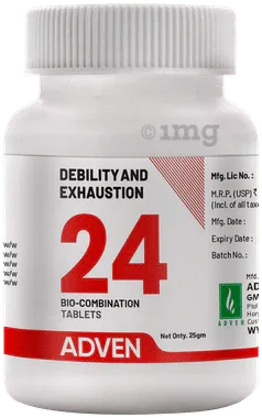 Adven Debility and Exhaustion 24 Biocombination Tablet bottle of 25 gm biocombination tablet
