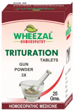 Wheezal Gun Powder Trituration Tablet 3X bottle of 25 gm trituration tablet