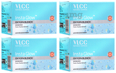 VLCC Insta Glow Oxygen Bleach (51gm Each) combo pack of 4 boxes