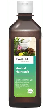 Axiom Mukti Gold Herbal Hairwash Shampoo | Helps Strengthen Hair Roots | Suitable for All Hair Types bottle of 200 ml shampoo