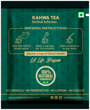 Eight Petals Lotus Kahwa Tea Herbal Infusion Sachet box of 15 sachets