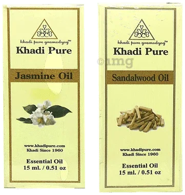 Khadi Pure Combo Pack of Jasmine Oil & Sandalwood Oil (15ml Each) combo pack of 2 bottles