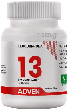 Adven Leucorrhoea 13 Biocombination Tablet bottle of 25 gm biocombination tablet