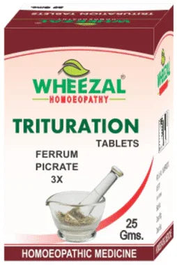 Wheezal Ferrum Picrate Trituration Tablet 3X bottle of 25 gm trituration tablet
