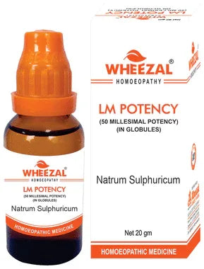 Wheezal Natrum Sulphuricum Globules 0/7 LM bottle of 20 gm globules