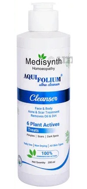Medisynth Aquifolium Ultra Cleanser bottle of 200 ml cleanser