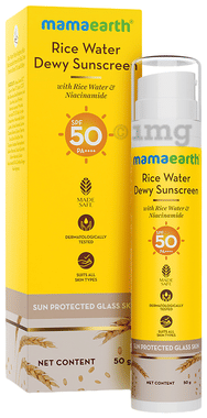 Mamaearth Rice Water Dewy Sunscreen bottle of 50 gm cream by Mamaearth – Shop authentic Mamaearth products. Free S/H Singapore, Dubai, Japan. Trusted since 2013, 50K+ orders