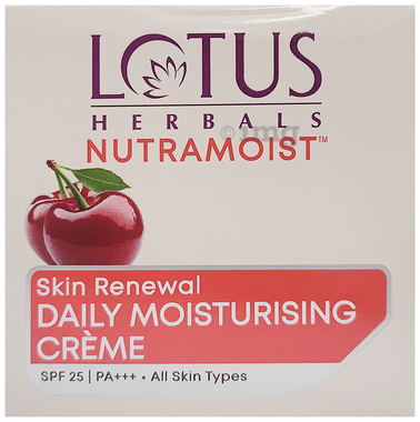 Lotus Herbals Nutramoist Skin Renewal Daily Moisturising Creme SPF 25 PA+++ for All Skin Types jar of 50 gm cream