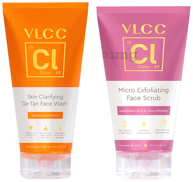 VLCC Clinic Skin Clarifying De-Tan Face Wash (150ml) & Micro Exfoliating Face Scrub (100gm) combo pack of 2 tubes by VLCC – Shop authentic VLCC products. Free S/H Singapore, Dubai, Japan. Trusted since 2013, 50K+ orders worl