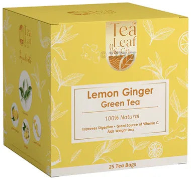 Tea Leaf & Co Lemon Ginger Green Tea Bag (1.6gm Each) box of 25 sachets