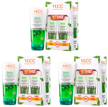VLCC Neem Face Wash (300 ml) Buy One Get One combo pack of 3 units