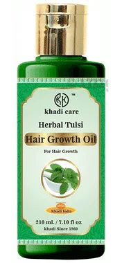 Khadi Care Herbal Tulsi Hair Growth Oil bottle of 210 ml oil