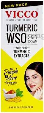 Vicco Turmeric Wso Skin Cream | Fights Pimples & Blemishes tube of 60 gm cream