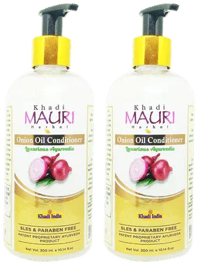 Khadi Mauri Herbal Onion Oil Conditioner (300ml Each) combo pack of 2 bottles