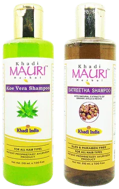 Khadi Mauri Herbal Combo Pack of Aloe Vera & Satritha Shampoo (210ml Each) combo pack of 2 bottles