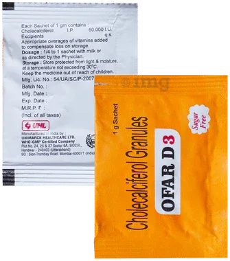 Ofar D3 Granules Sugar Free sachet of 1 gm granules x 10 Pack