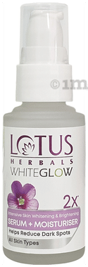 Lotus Herbals WhiteGlow Intensive Skin Whitening & Brightening Serum + Moisturiser pump bottle of 30 ml liquid