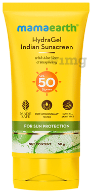 Mamaearth Indian Sunscreen | Hydragel SPF 50 With Aloe Vera & Raspberry tube of 50 gm cream by Mamaearth – Shop authentic Mamaearth products. Free S/H Singapore, Dubai, Japan. Trusted since 2013, 50K+ orders