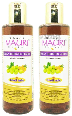 Khadi Mauri Herbal Amla Hibiscus Lemon Shampoo(210ml Each) combo pack of 2 bottles