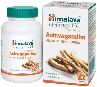 Himalaya Ashwagandha Tablet | Stress Relief Supplement | Rejuvenates Mind & Body bottle of 120 tablets