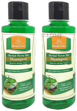 Khadi Pure Herbal Neem Sat Shampoo (210ml Each) combo pack of 2 bottles
