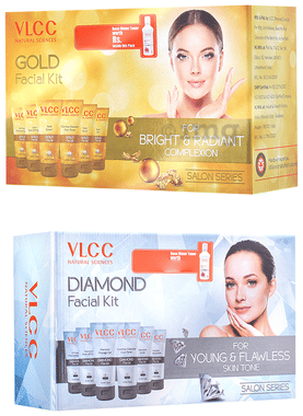 VLCC Combo Pack of Gold & Diamond Facial Kit Salon Series (300gm Each) with Rose Water Toner Free combo pack of 2 units by VLCC – Shop authentic VLCC products. Free S/H Singapore, Dubai, Japan. Trusted since 2013, 50K+ orders worl