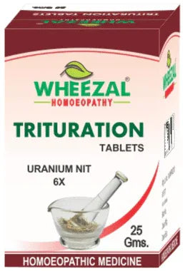 Wheezal Uranium Nit Trituration Tablet 6X bottle of 25 gm trituration tablet
